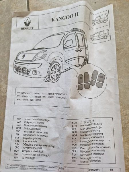 OE sada gumových koberců Renault Novestra - Renault Kangoo II