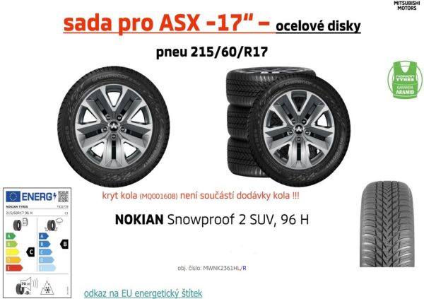 KOMPLETNÍ KOLA ASX - 215/60 R17 96H / NOKIAN Snowproof 2 SUV