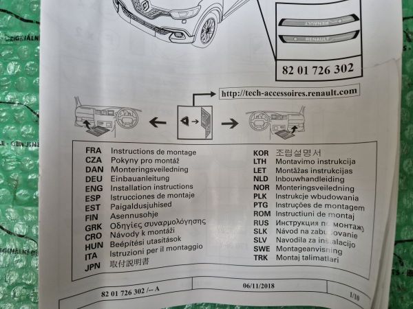osvětlené dekorativní lišty prahů přední Renault Kadjar