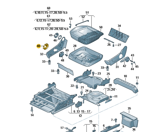 Knoflík seřizovací pro vozidla s nastavitelnou opěrkou bederní páteře