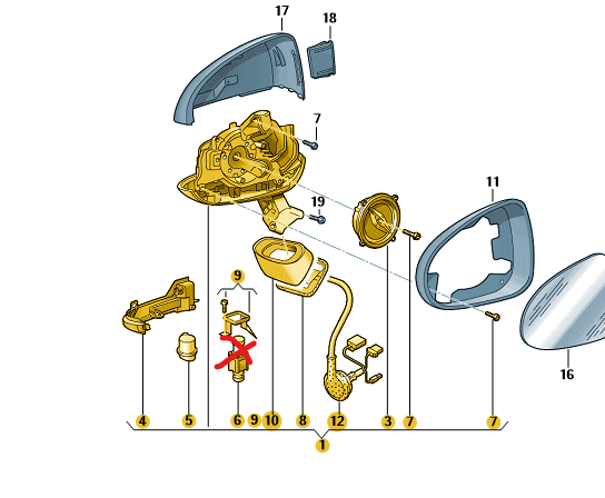 Pouzdro vnějšího zrcátka (bez kamery)