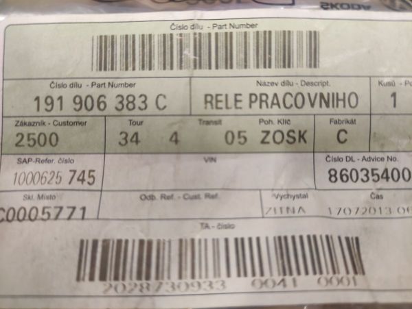 RELÉ PRACOVNÍHO KONTAKTU